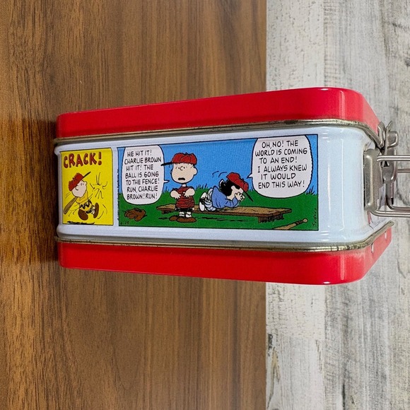 Vintage‎ PEANUTS Charlie Brown/Snoopy Mini Metal Lunch Box With Handle - Picture 4 of 8